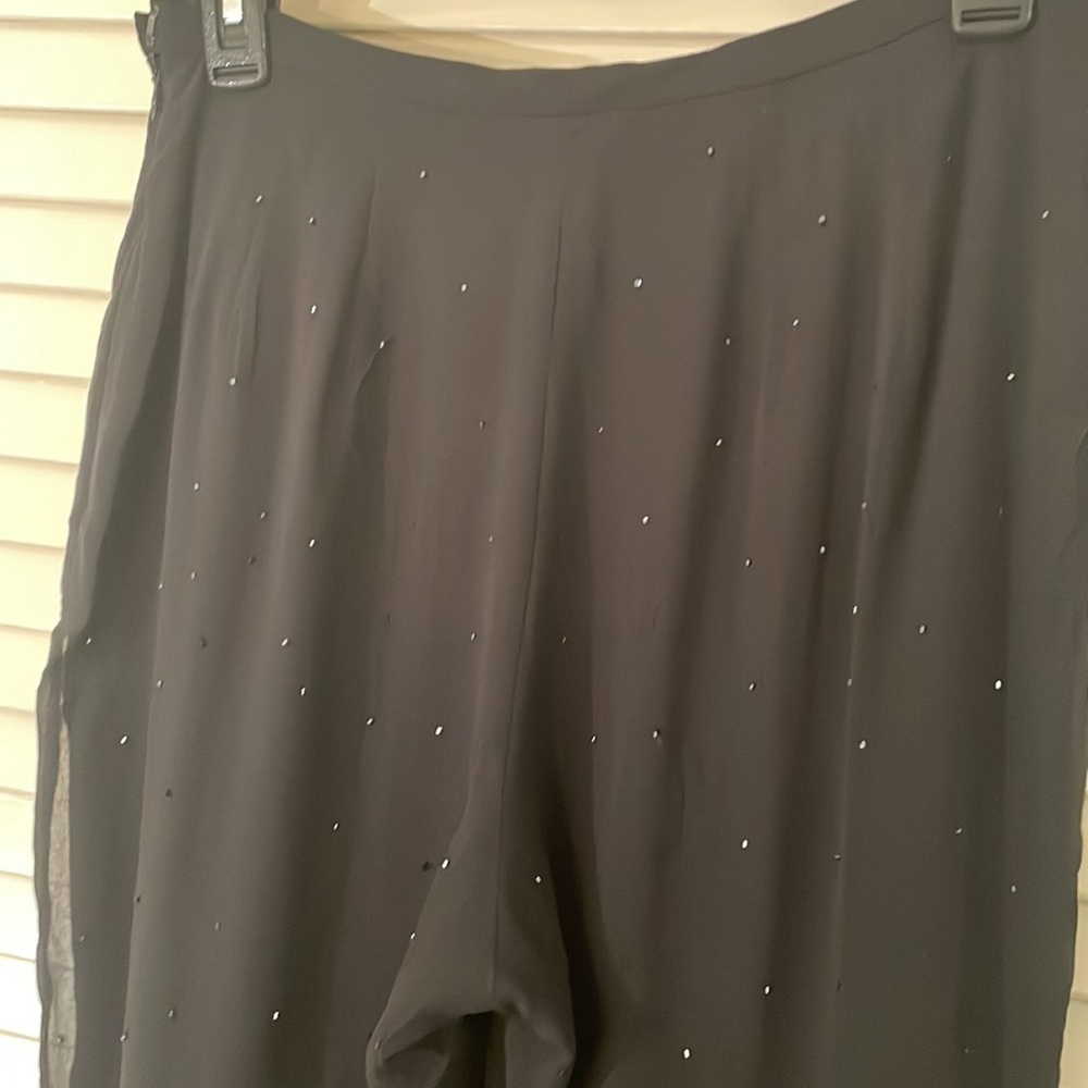 Yves Cossette Depeche Incredible 2Ply Silk Graduated Beading Elegant Pants